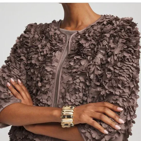 nwt CHICO'S TRAVELERS COLLECTION textured jacket rosette m - Picture 1 of 3